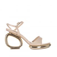 Cecconello sandalo in pelle con tacco oro svuotato da donna