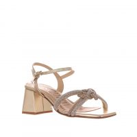 Chiara pasquini sandalo in pelle laminata con strass da donna
