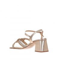 Chiara pasquini sandalo in pelle laminata con strass da donna