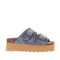 Colors of california sandalo platform in denim con strass da donna