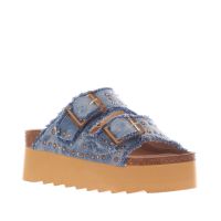 Colors of california sandalo platform in denim con strass da donna