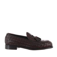 Crisci mocassino in pelle intrecciata con nappine da uomo