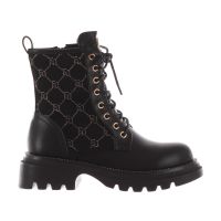 Gaudì anfibio in pelle e tessuto con logo lettering da donna
