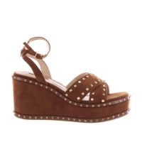 Gaudì sandalo zeppa brenda in camoscio da donna
