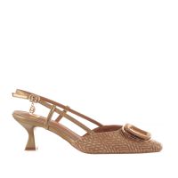 Gold&gold décolleté slingback in rafia da donna