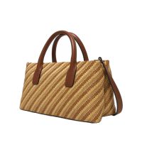 Guess borsa simona small satchel in rafia e similpelle da donna