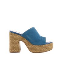 Lorenzo mari sabot in crosta con fondo platform in raffia da donna