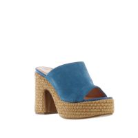 Lorenzo mari sabot in crosta con fondo platform in raffia da donna