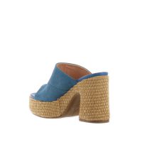 Lorenzo mari sabot in crosta con fondo platform in raffia da donna