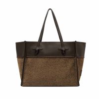 Marcella club borsa shopping in pelle e tessuto  da donna
