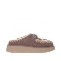 Mou sabot bounce clog metal con logo in montone da donna