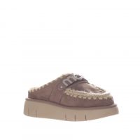 Mou sabot bounce clog metal con logo in montone da donna