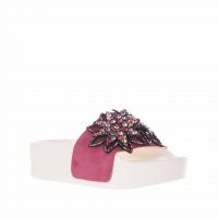 Nanumea ciabatta platform in camoscio con stella di strass da donna