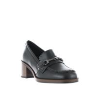 Nero giardini mocassino con tacco in pelle da donna