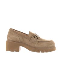 Nero giardini mocassino in camoscio con fibbia metallica da donna