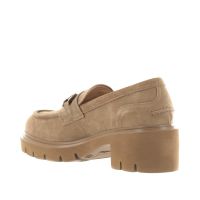 Nero giardini mocassino in camoscio con fibbia metallica da donna
