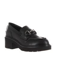 Nero giardini mocassino in pelle con fibbia metallica da donna