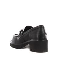 Nero giardini mocassino in pelle con fibbia metallica da donna