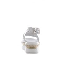 Nero giardini sandalo in pelle con intreccio in raffia da donna