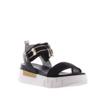 Nero giardini sandalo platform in mesh e pelle da donna