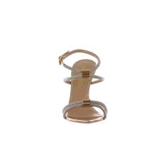 Ninalilou sandalo peak in pelle metallizzata con strass da donna