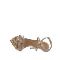Ninalilou sandalo peak in pelle metallizzata con strass da donna