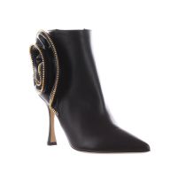 Ninalilou stivaletto in nappa con fiore con zip decorativa da donna