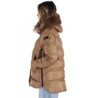 Peuterey puffer jacket tackat con bordo in pelliccia da donna