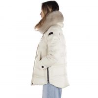 Peuterey puffer jacket tackat con bordo in pelliccia da donna