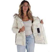 Peuterey puffer jacket tackat con bordo in pelliccia da donna