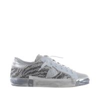 Philippe model sneaker paris x in pelle e camoscio con strass da donna