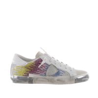 Philippe model sneaker paris x in pelle e camoscio con strass da donna