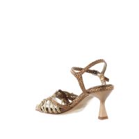 Pons quintana sandalo fiji in pelle intrecciata con tacco midi da donna