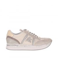 Premiata sneaker in camoscio e nylon con strass da donna