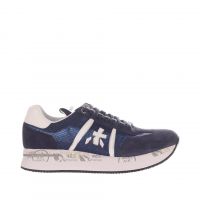 Premiata sneaker in camoscio e tessuto da donna