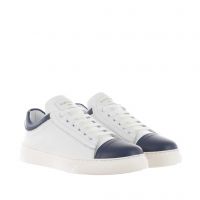 Roberto botticelli sneaker in pelle con punta e tallone a contrasto da uomo