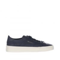 Santoni double buckle sneaker in pelle bottalata da uomo