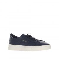 Santoni double buckle sneaker in pelle bottalata da uomo