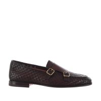 Santoni double monk strap in pelle intrecciata da uomo