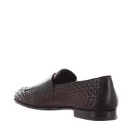 Santoni double monk strap in pelle intrecciata da uomo