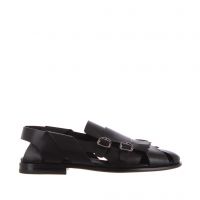 Santoni sandalo in pelle con double monk strap da uomo