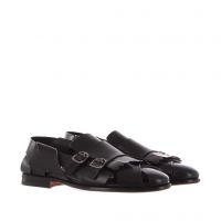 Santoni sandalo in pelle con double monk strap da uomo