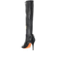 Santoni stivale a punta in pelle con gambale stretch da donna