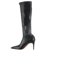 Santoni stivale a punta in pelle con gambale stretch da donna