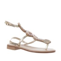 Soleae sandalo positano in pelle con accessorio strass  da donna