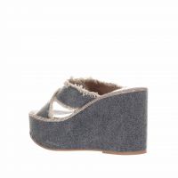 Steve madden sabot con zeppa in denim con strass da donna