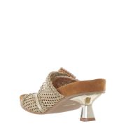 Tiffi sabot in pelle intrecciata con fibbie gioiello da donna