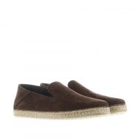 Tod's mocassino in suede e rafia da uomo