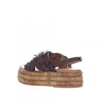 Tod's sandalo con suola platform rivestita in rafia da donna