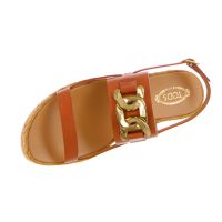 Tod's sandalo in pelle con fondo in rafia da donna